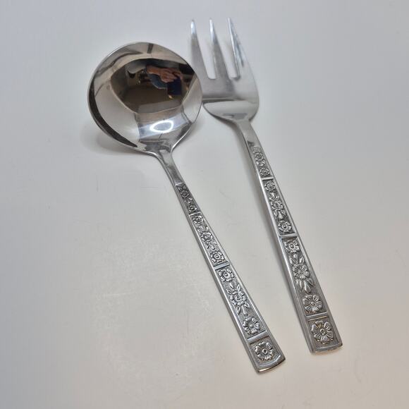 Serta Imperial Stainless Steel Vintage Korea Serving Fork and Ladle Set - Picture 2 of 12